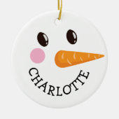 Personalisiert Happy Snowman Face Monogram Keramik Ornament (Vorne)