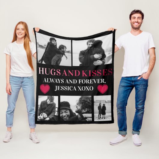 Personalisiert Happy Valentines Day 5 Foto Fleecedecke (Beispiel)