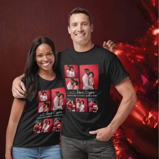 Personalisiert Happy Valentines Day 6 Foto T-Shirt