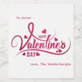 Personalisiert Happy Valentines Day Script Weinetikett (Einzelnes Label)