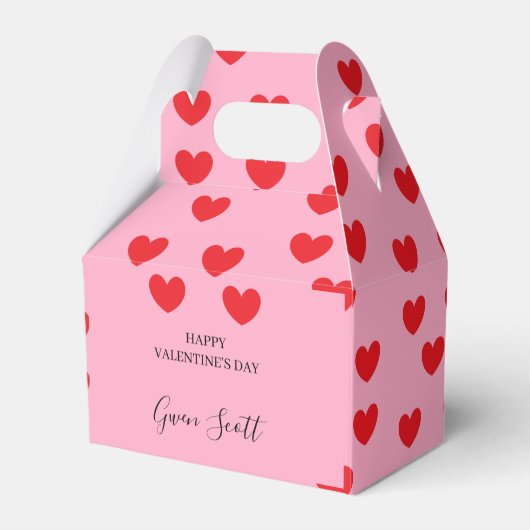 Personalisiert Happy Valentine's red heart pink Geschenkschachtel (Vorderseite)