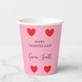 Personalisiert Happy Valentine's red heart pink Pappbecher (Vorderseite)