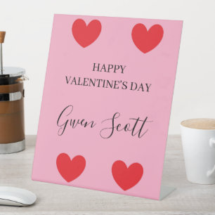 Personalisiert Happy Valentine's red heart pink Sockelschild