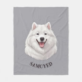 Personalisiert Happy White Samoyed Fleecedecke (Vorderseite)