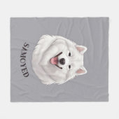 Personalisiert Happy White Samoyed Fleecedecke (Vorderseite (Horizontal))