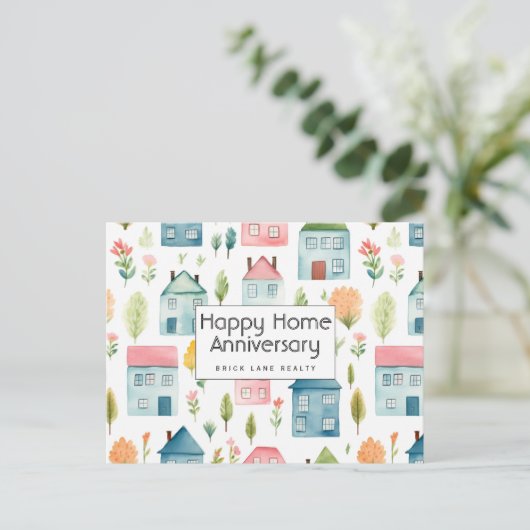 Personalisiert Happy Zuhause Anniversary Real Anwe Postkarte (Stehend Vorderseite)