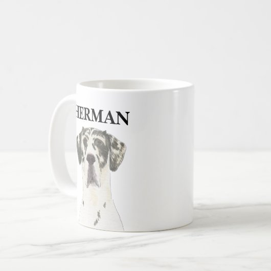 Personalisiert Harlequin Great Dane Kaffeetasse (Vorderseite Links)