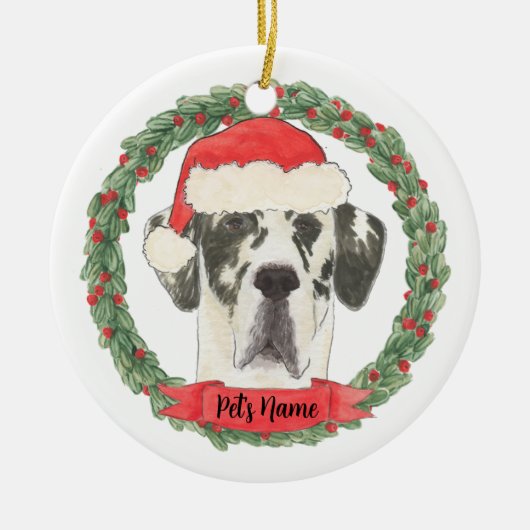 Personalisiert Harlequin Great Dane Keramik Ornament (Vorne)
