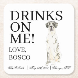 Personalisiert Harlequin Great Dane Wedding Rechteckiger Pappuntersetzer