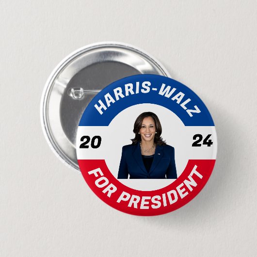 Personalisiert Harris Walz für Präsident 2024 Button (Vorne & Hinten)