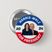 Personalisiert Harris Walz für Präsident 2024 Button (Vorne & Hinten)