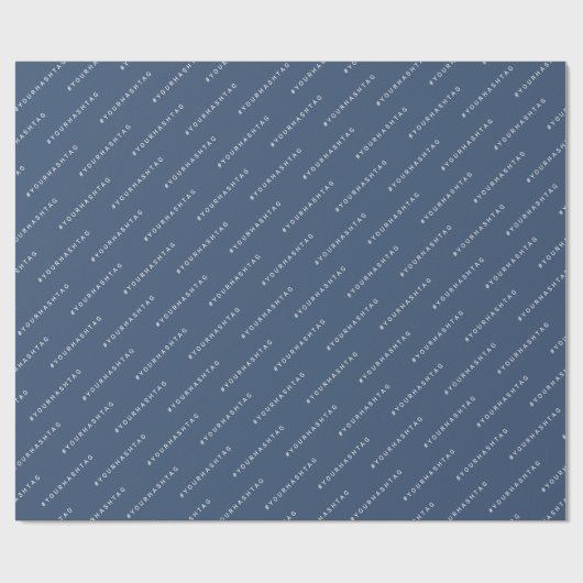 Personalisiert #Hashtag Navy Blue Geschenkpapier (Flach)