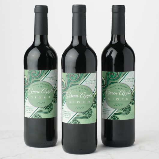 Personalisiert hausgemachter grüner Apfelwein Weinetikett (Flaschen)