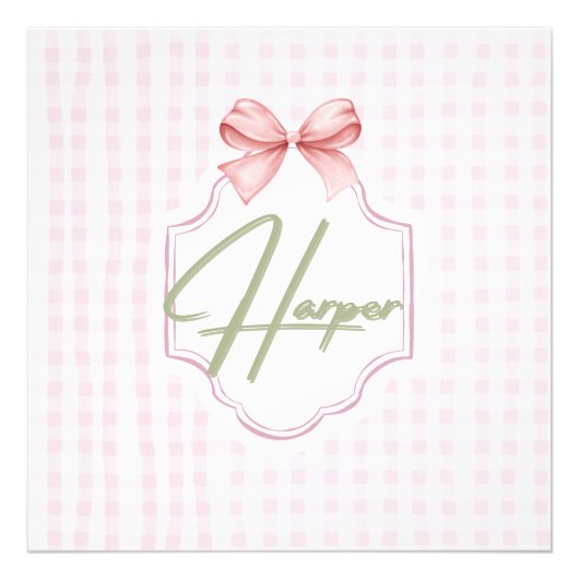 Personalisiert Hazel Baby Girl Kinderzimmer Bow&Gi Fotodruck (Vorne)