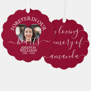 Personalisiert Heart Foto Memorial Script Ornament Karte