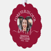 Personalisiert Heart Foto Memorial Script Ornament Karte (Links)