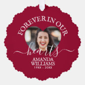 Personalisiert Heart Foto Memorial Script Ornament Karte (Vorderseite)