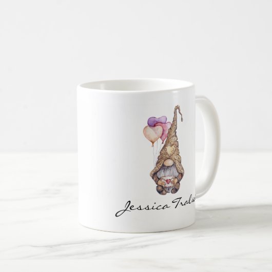 Personalisiert Heart Gnome Kaffeetasse (VorderseiteRechts)