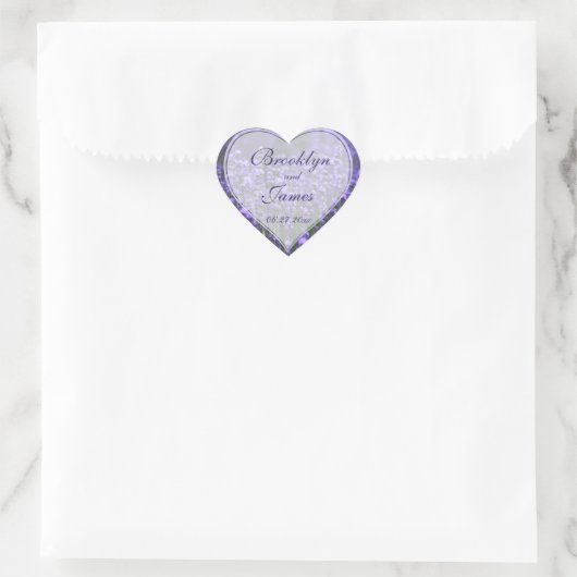 Personalisiert Heart Lavender Wedding Stickers (Tasche)