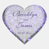 Personalisiert Heart Lavender Wedding Stickers (Vorderseite)