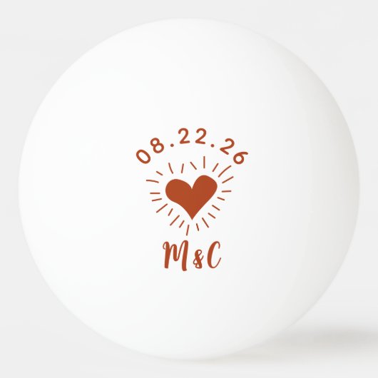 Personalisiert Heart Monogram Wedding Tischtennisball (Rückseite)