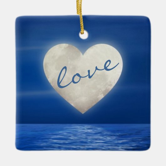 Personalisiert Heart Moon Liebe Unsere ersten Weih Keramikornament (Vorderseite)