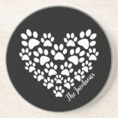 Personalisiert Heart Paw Prints Getränkeuntersetzer (Vorne)