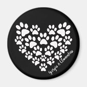 Personalisiert Heart Paw Prints Magnet (Vorne)