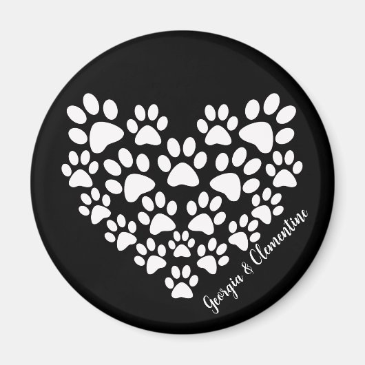 Personalisiert Heart Paw Prints Magnet (Vorne)