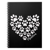 Personalisiert Heart Paw Prints Notizblock (Vorderseite)