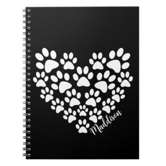 Personalisiert Heart Paw Prints Notizblock