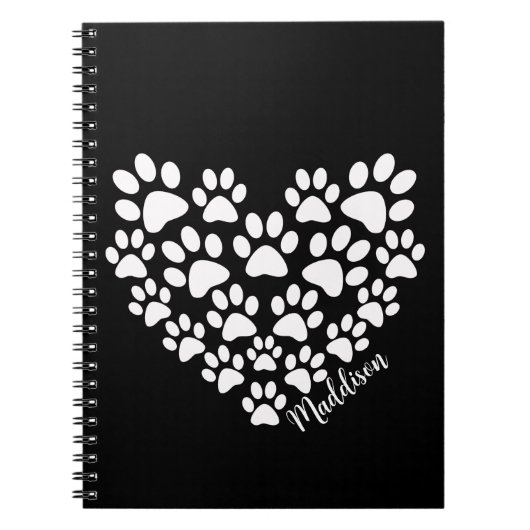 Personalisiert Heart Paw Prints Notizblock (Vorderseite)