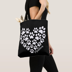 Personalisiert Heart Paw Prints Tasche