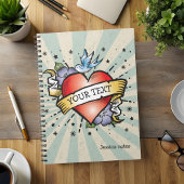 Personalisiert Heart Tattoo Retro Style Notebook Notizblock