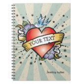 Personalisiert Heart Tattoo Retro Style Notebook Notizblock (Vorderseite)