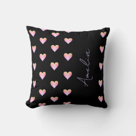 Personalisiert Hearts Black Pink Moderne Kissen