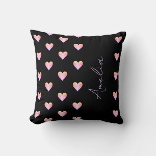 Personalisiert Hearts Black Pink Moderne Kissen