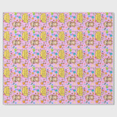 Personalisiert Hearts Floral Sloth Baby Shower Par Geschenkpapier (Flach)