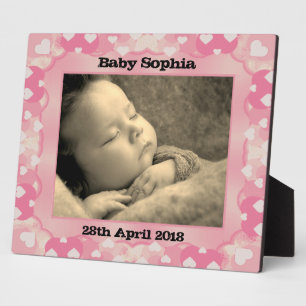 Personalisiert Hearts Frame Baby Foto Plaque Fotoplatte