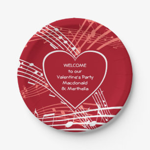 Personalisiert Hearts Music Valentines Party Pappteller