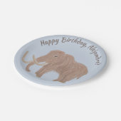 Personalisiert, hellblau, braun, Wollmammut Pappteller (Schrägansicht)