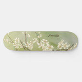 Personalisiert-hellgrün-weiße Blume Skateboard (Horizontal)