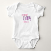 Personalisiert Hello Baby Pink Baby Strampler (Vorderseite)