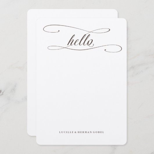 Personalisiert Hello Calligraphy Kraft Stationery Mitteilungskarte (Vorne/Hinten)