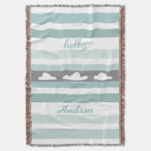 Personalisiert Hello Modern Aqua Striped Clouds Decke (Vorderseite Vertikal)