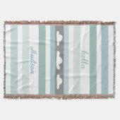 Personalisiert Hello Modern Aqua Striped Clouds Decke (Vorderseite)
