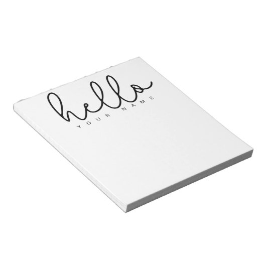 Personalisiert Hello Notepad Moderne Minimal einfa Notizblock (angewinkelt)