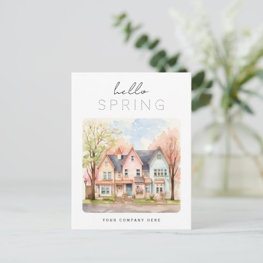 Personalisiert Hello Spring Real Anwesen Postkarte (Stehend Vorderseite)