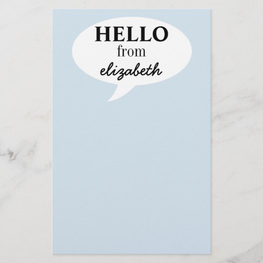 Personalisiert Hello Stationery Briefpapier (Vorderseite)
