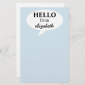 Personalisiert Hello Stationery Briefpapier (Vorne/Hinten)
